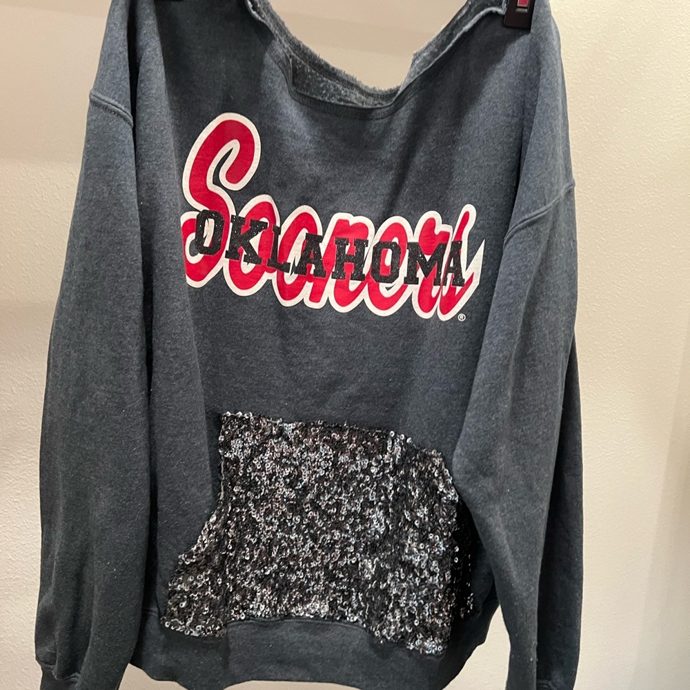 Oklahoma Sooners Sequin Sweatshirt - Charcoal